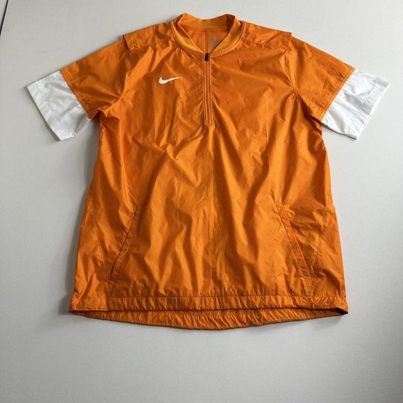 Nike 1/4 Zip Pullover Short‎ Sleeve Orange White Mens Size Large Mesh Lined Golf - Picture 1 of 10